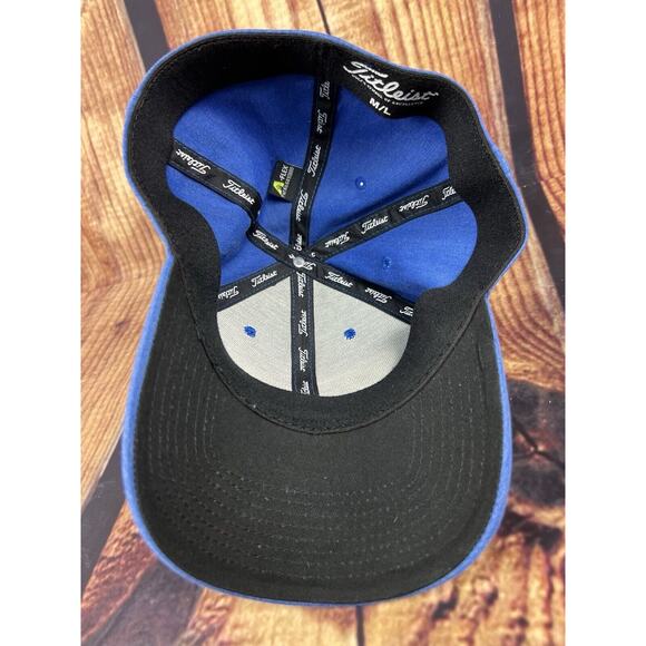 Titleist Golf Hat Mens M/ L Blue Stretch Fitted Cap Green Embroidered Logo - Picture 5 of 6